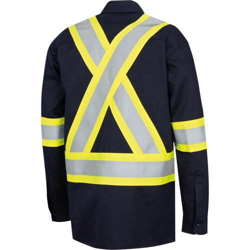 7742SF Chemise de s&eacute;curit&eacute; haute visibilit&eacute; r&eacute;sistant aux arcs &eacute;lectriques 88/12 FR-Tech, Petit, Bleu marin Rideout Tool & Machine Inc.