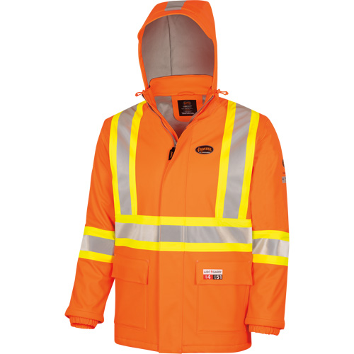 5884 Flash-Gard&reg; FR/Arc-Rated Waterproof Jacket with Hood, Small, High Visibility Orange, 51 cal/cm² Rideout Tool & Machine Inc.