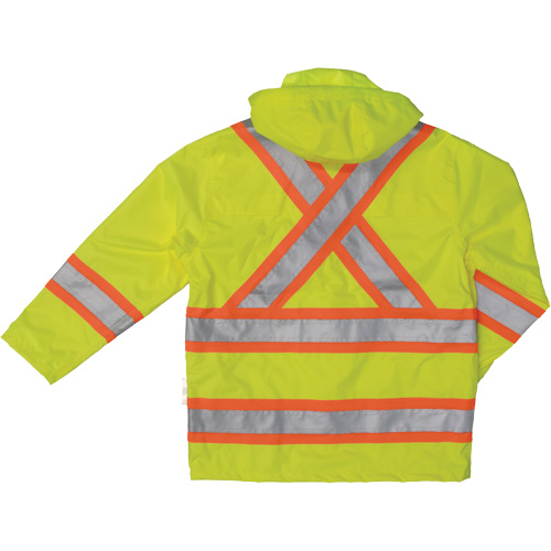 Ripstop Safety Rain Jacket, Polyester, Small, High Visibility Lime-Yellow Rideout Tool & Machine Inc.