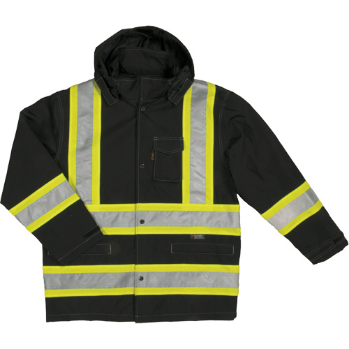 Ripstop Safety Rain Jacket, Polyester, 3X-Large, Black Rideout Tool & Machine Inc.