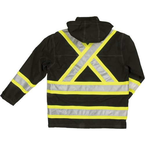 Ripstop Safety Rain Jacket, Polyester, 3X-Large, Black Rideout Tool & Machine Inc.