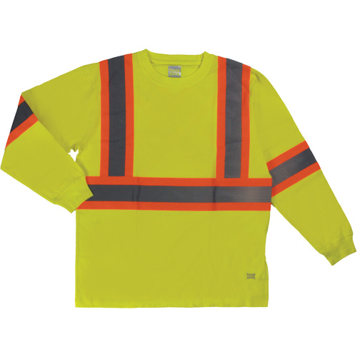 Long Sleeve Safety T-Shirt, Cotton, X-Small, High Visibility Lime-Yellow Rideout Tool & Machine Inc.
