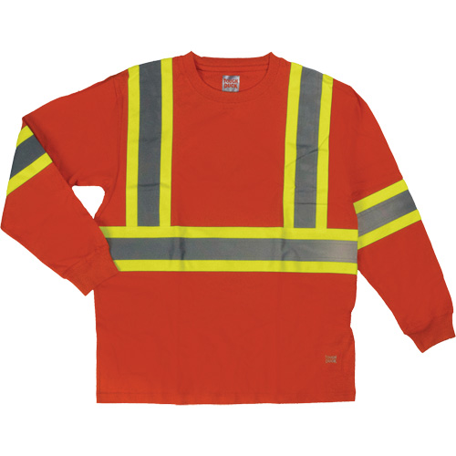 Long Sleeve Safety T-Shirt, Cotton, X-Small, High Visibility Orange Rideout Tool & Machine Inc.