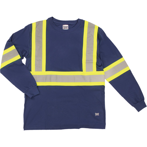 Long Sleeve Safety T-Shirt, Cotton, X-Small, Navy Blue Rideout Tool & Machine Inc.