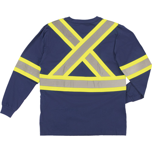 Long Sleeve Safety T-Shirt, Cotton, X-Small, Navy Blue Rideout Tool & Machine Inc.