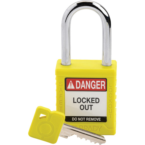 Velocity Lockout Padlock, Yellow, Keyed Different, Nylon, 1-1/2" Width Rideout Tool & Machine Inc.