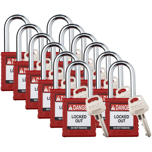 Velocity Lockout Padlocks, Red, Keyed Different, Nylon, 1-1/2" Width Rideout Tool & Machine Inc.