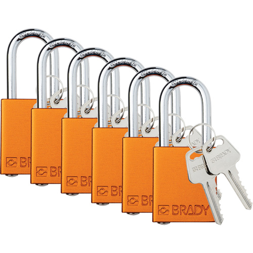 Cadenas de verrouillage Velocity, Orange, Cl&eacute;s diff&eacute;rentes, Aluminium, Largeur de 1-1/2" Rideout Tool & Machine Inc.