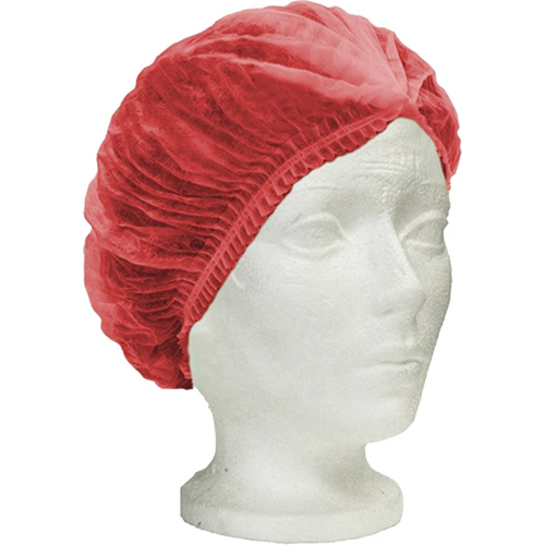 RONCO Care Pleated Bouffant Cap, Polypropylene, 24", Red Rideout Tool & Machine Inc.