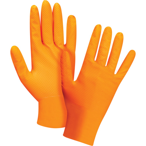 Heavyweight Tactile Grip Examination Gloves, Small, Nitrile, 8-mil, Powder-Free, Orange Rideout Tool & Machine Inc.