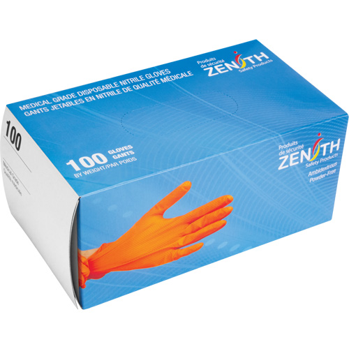 Heavyweight Tactile Grip Examination Gloves, Small, Nitrile, 8-mil, Powder-Free, Orange Rideout Tool & Machine Inc.