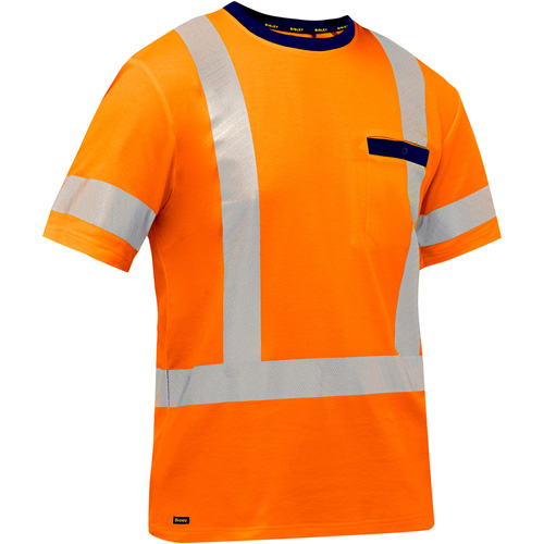 Bisley&reg; X-Back Short Sleeve Shirt, Poly-Cotton, Small, High Visibility Orange Rideout Tool & Machine Inc.