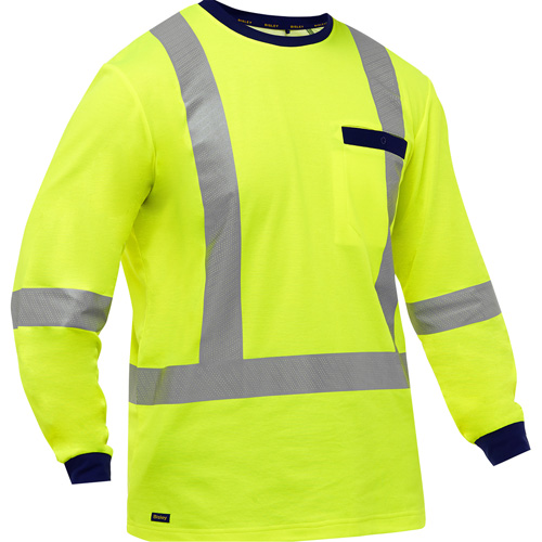 Bisley&reg; X-Back Long Sleeve Shirt, Poly-Cotton, Small, High Visibility Lime-Yellow Rideout Tool & Machine Inc.