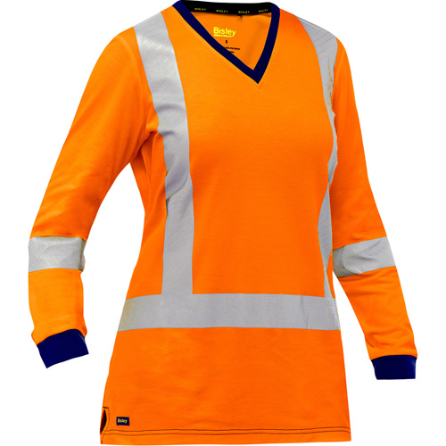 Chemise &agrave; manches longues et X au dos Bisley pour femmes, Poly-coton, Petit, Orange haute visibilit&eacute; Rideout Tool & Machine Inc.