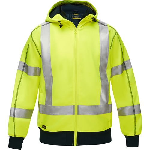 Bisley&reg; X-Back Full Zip Hooded Sweatshirt with Sherpa Lining, Small, High Visibility Lime-Yellow Rideout Tool & Machine Inc.
