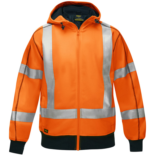 Bisley&reg; X-Back Full Zip Hooded Sweatshirt with Sherpa Lining, X-Large, High Visibility Orange Rideout Tool & Machine Inc.