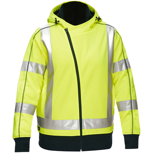 Bisley&reg; X-Back Women's Contoured Full Zip Hooded Sweatshirt with Sherpa Lining, Small, High Visibility Lime-Yellow Rideout Tool & Machine Inc.