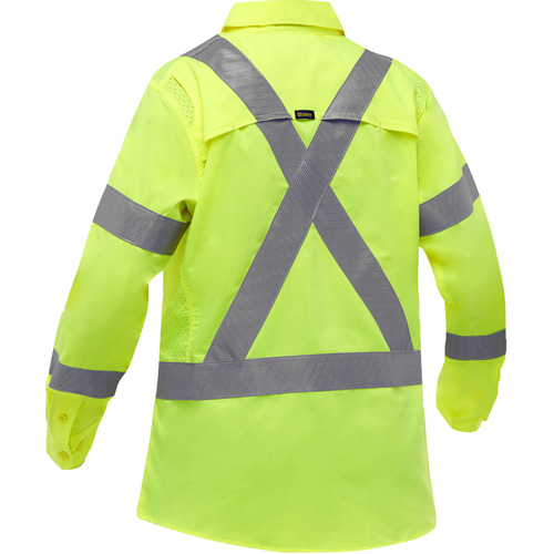 Bisley&reg; X-Back Women's Long Sleeve Work Shirt with X-Airflow, Poly-Cotton, Small, High Visibility Lime-Yellow Rideout Tool & Machine Inc.