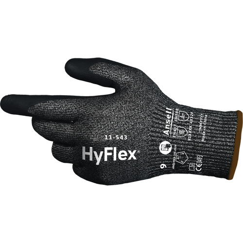 HyFlex&reg; 11-543 Cut Resistant Gloves, Size 6, 13 Gauge, Nitrile Coated, Nylon/Stainless Steel/HPPE/Spandex Shell, ASTM ANSI Level A7/EN 388 Level F Rideout Tool & Machine Inc.