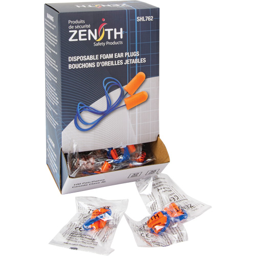 Bouchons d'oreilles en mousse, Paire - Sac en poly, Avec cordon Rideout Tool & Machine Inc.