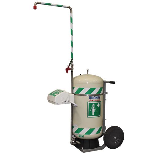 Douche d'urgence mobile et ind&eacute;pendant avec douche oculaire et faciale, Capacit&eacute; 30 gal., Conformit&eacute; Aucune Rideout Tool & Machine Inc.