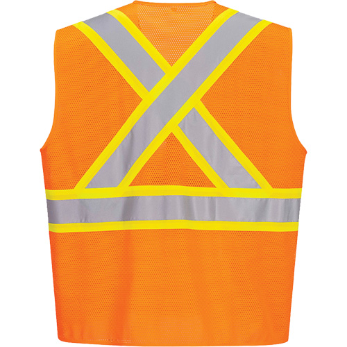 Veste de s&eacute;curit&eacute; &agrave; bandes contrastantes, Orange haute visibilit&eacute;, Petit, Polyester Rideout Tool & Machine Inc.