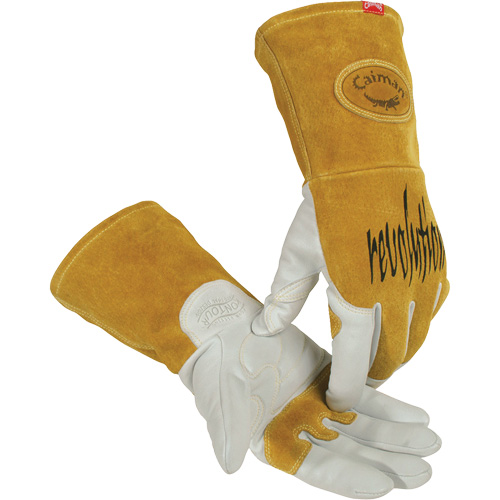 Caiman&reg; Premium TIG/MIG Welder's Gloves with FR Insulated Split Cowhide Back, Grain Goatskin, Size Small Rideout Tool & Machine Inc.