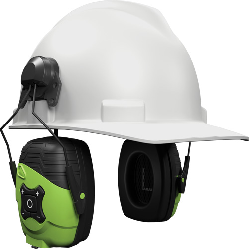 Safety Green Link Aware Bluetooth Earmuffs, Cap Mount Style, 21 dB Rideout Tool & Machine Inc.