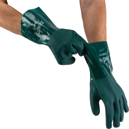 Gants verts &agrave; double enduit, 12" lo, PVC, Doublure en Jersey de coton, 70 mils Rideout Tool & Machine Inc.