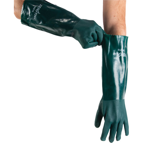 Double Dipped Green Gloves, 18" L, PVC, Cotton Jersey Inner Lining, 70-mil Rideout Tool & Machine Inc.