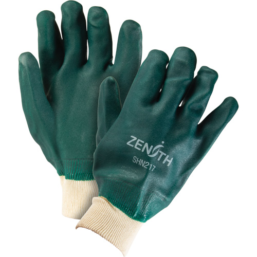 Double Dipped Green Gloves, 10" L, PVC, Cotton Jersey Inner Lining, 70-mil Rideout Tool & Machine Inc.