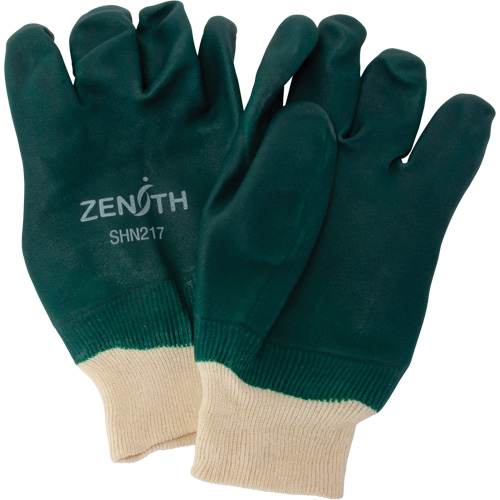 Double Dipped Green Gloves, 10" L, PVC, Cotton Jersey Inner Lining, 70-mil Rideout Tool & Machine Inc.