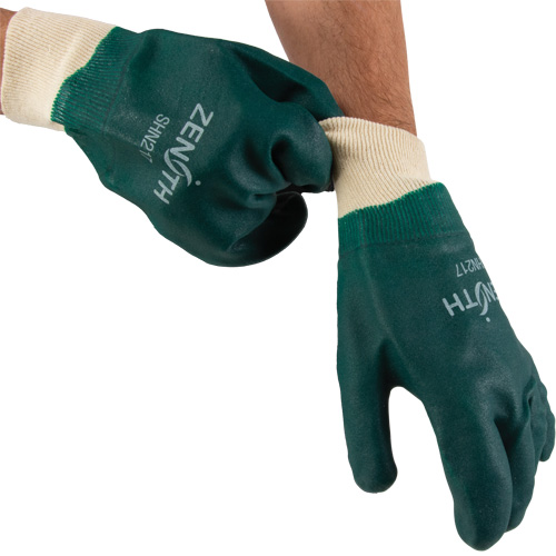 Double Dipped Green Gloves, 10" L, PVC, Cotton Jersey Inner Lining, 70-mil Rideout Tool & Machine Inc.