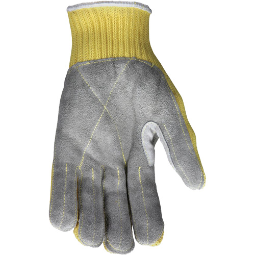 Gants de travail r&eacute;sistant &agrave; la coupe CutPro avec paume en cuir fendu, Taille Petit, Calibre 7, Enveloppe en Kevlar, ASTM ANSI niveau A3 Rideout Tool & Machine Inc.