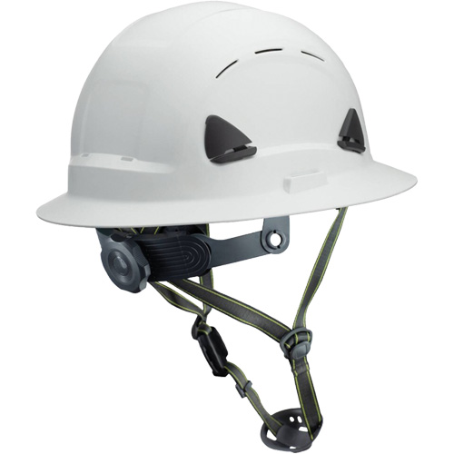 Fibre Metal Climbing Style Helmet with Full Brim, Meets CSA Type 2, Ratchet Suspension, Vented Rideout Tool & Machine Inc.
