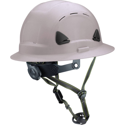 Fibre Metal Climbing Style Helmet with Full Brim, Meets CSA Type 2, Ratchet Suspension, Vented Rideout Tool & Machine Inc.