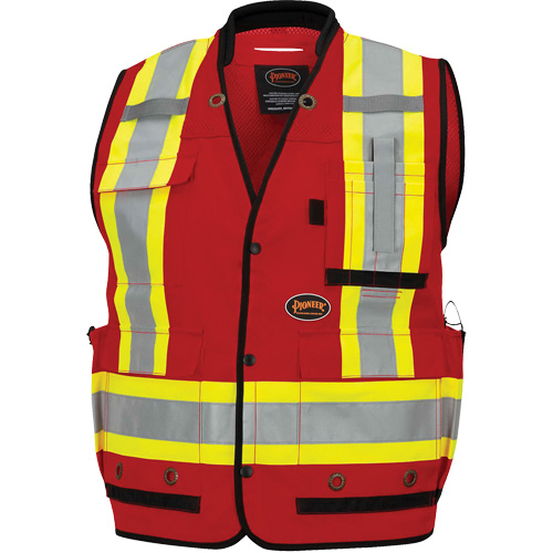 6678 Veste d'arpenteur antimicrobienne haute visibilit&eacute; avec dos en maille, Rouge, Petit, Polyester Rideout Tool & Machine Inc.