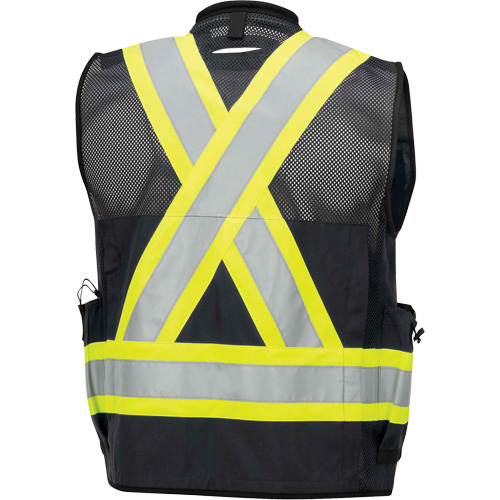 6679 High-Visibility Antimicrobial Mesh-Back Surveyor Vest, Black, Small, Polyester Rideout Tool & Machine Inc.