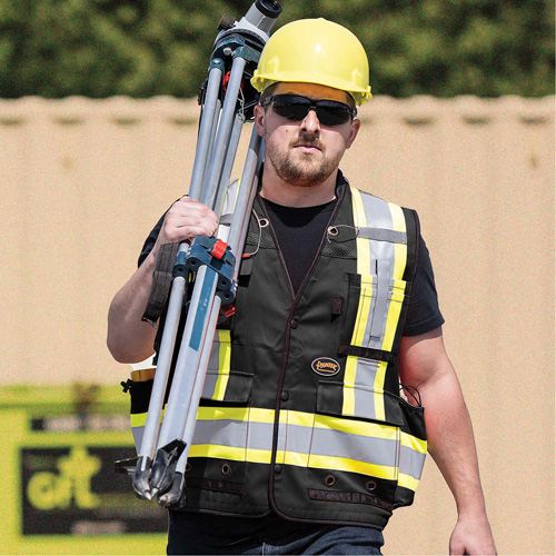 6679 High-Visibility Antimicrobial Mesh-Back Surveyor Vest, Black, Small, Polyester Rideout Tool & Machine Inc.