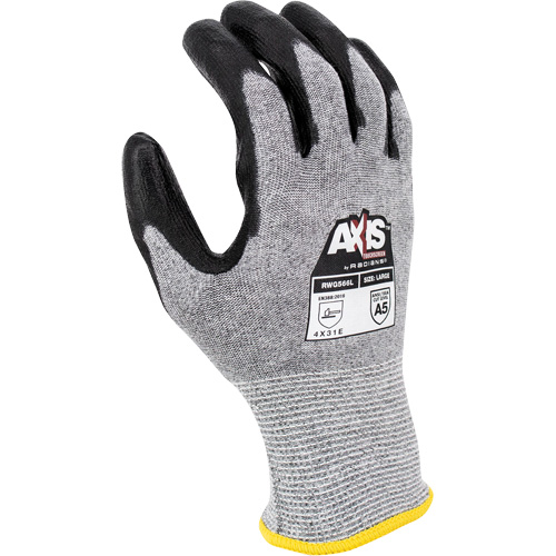 Gants de travail r&eacute;sistants &agrave; la coupe, compatibles avec &eacute;crans tactiles RWG566 AXIS, Taille 2T-Grand, Calibre 18, Rev&ecirc;tement Polyur&eacute;thane, Enveloppe en Acier inoxydable/PEHP, ASTM ANSI niveau A5/EN 388 niveau E Rideout Tool & Machine Inc.
