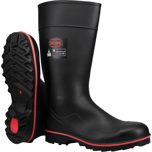 Bottes de s&eacute;curit&eacute; Boss Footwear avec r&eacute;sistance int&eacute;grale aux d&eacute;charges &eacute;lectriques, M&eacute;lange de polym&egrave;res/PVC, Embout Acier, Pointure 4 Rideout Tool & Machine Inc.