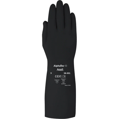 Gants d,usage moyen r&eacute;sistants aux produits chimiques AlphaTec 38001PP, Taille 7, 14" lo, Caoutchouc butyle, 14 mils Rideout Tool & Machine Inc.