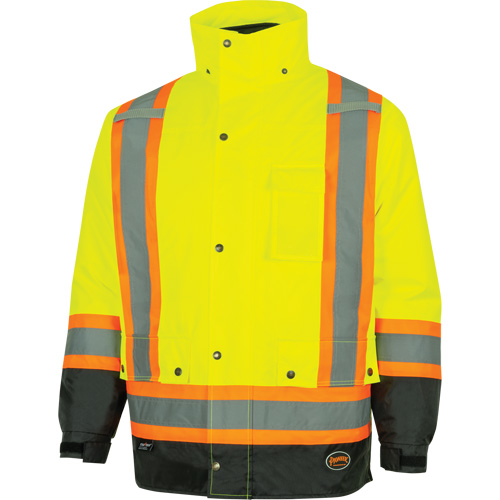 5057 Pioneer&reg; Yukon 7-in-1 Waterproof Winter Safety Parka, Polyester, Black/High Visibility Lime-Yellow, X-Small Rideout Tool & Machine Inc.