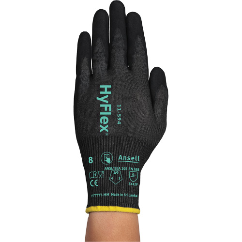 Gants r&eacute;sistants &agrave; la coupe HYFLEX 11-594, Taille 12/3T-Grand, Calibre 18, Rev&ecirc;tement Nitrile, Enveloppe en PEHP/Intercept, ASTM ANSI niveau A9/EN 388 niveau F Rideout Tool & Machine Inc.
