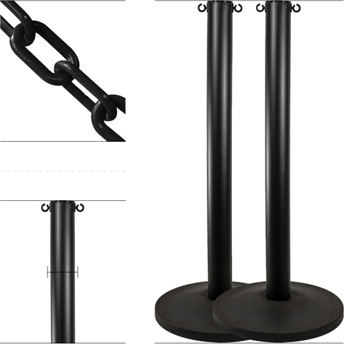 Industrial Stanchion Kit with Plastic Chain, 37" High, Black Rideout Tool & Machine Inc.
