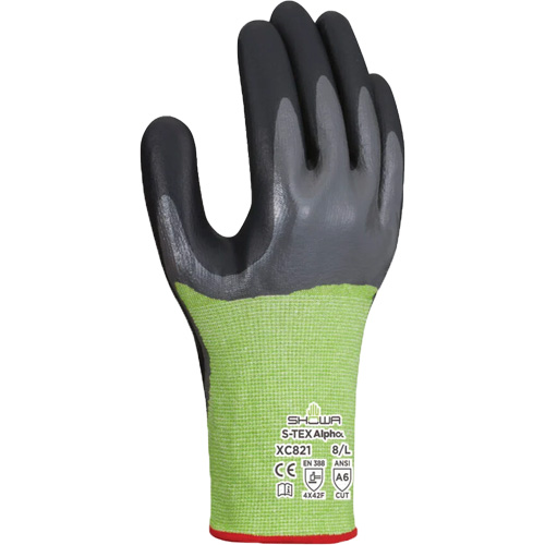 Gants r&eacute;sistants &agrave; la coupe S-TEX Alpha XC821, Taille Grand/8, Calibre 18, Rev&ecirc;tement Nitrile, Enveloppe en Polyester/Nylon/Polyur&eacute;thane/PEHP/Tungst&egrave;ne, ASTM ANSI niveau A6/EN 388 niveau F Rideout Tool & Machine Inc.