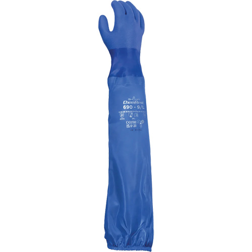 690 Chemical-Resistant Gloves, Size X-Large/10, 26" L, Cotton/PVC Rideout Tool & Machine Inc.