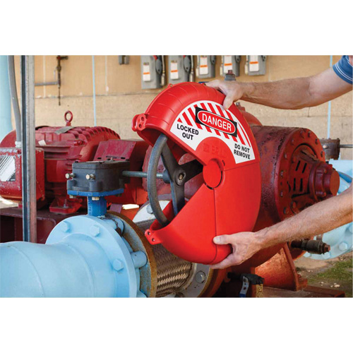 Dispositif de verrouillage coulissant pour vanne &agrave; opercule, Type Volant Rideout Tool & Machine Inc.
