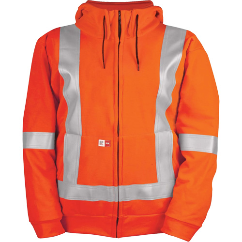 High-Visibility Wind Resistant Zip-Front Sweatshirt with DetachableHood, Men's, Large, High Visibility Orange, 27.7 cal/cm² Rideout Tool & Machine Inc.