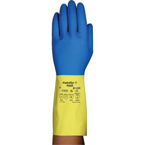 Alphatec&reg; 87-224 Chemical-Resistant Gloves, Size 9, 12.8" L, Neoprene/Rubber Latex, Cotton/Flock-Lined Inner Lining, 26.8-mil Rideout Tool & Machine Inc.